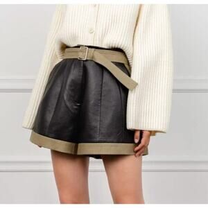 J.ING Women's Classic Two-Tone Faux Leather Shorts 100% Flax Lagenlook Size S